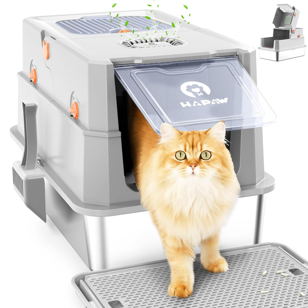 HAPAW stainless-steel litter box lid – durable lid for quick cleaning without disassembly.
