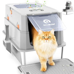 HAPAW stainless-steel litter box lid – durable lid for quick cleaning without disassembly.