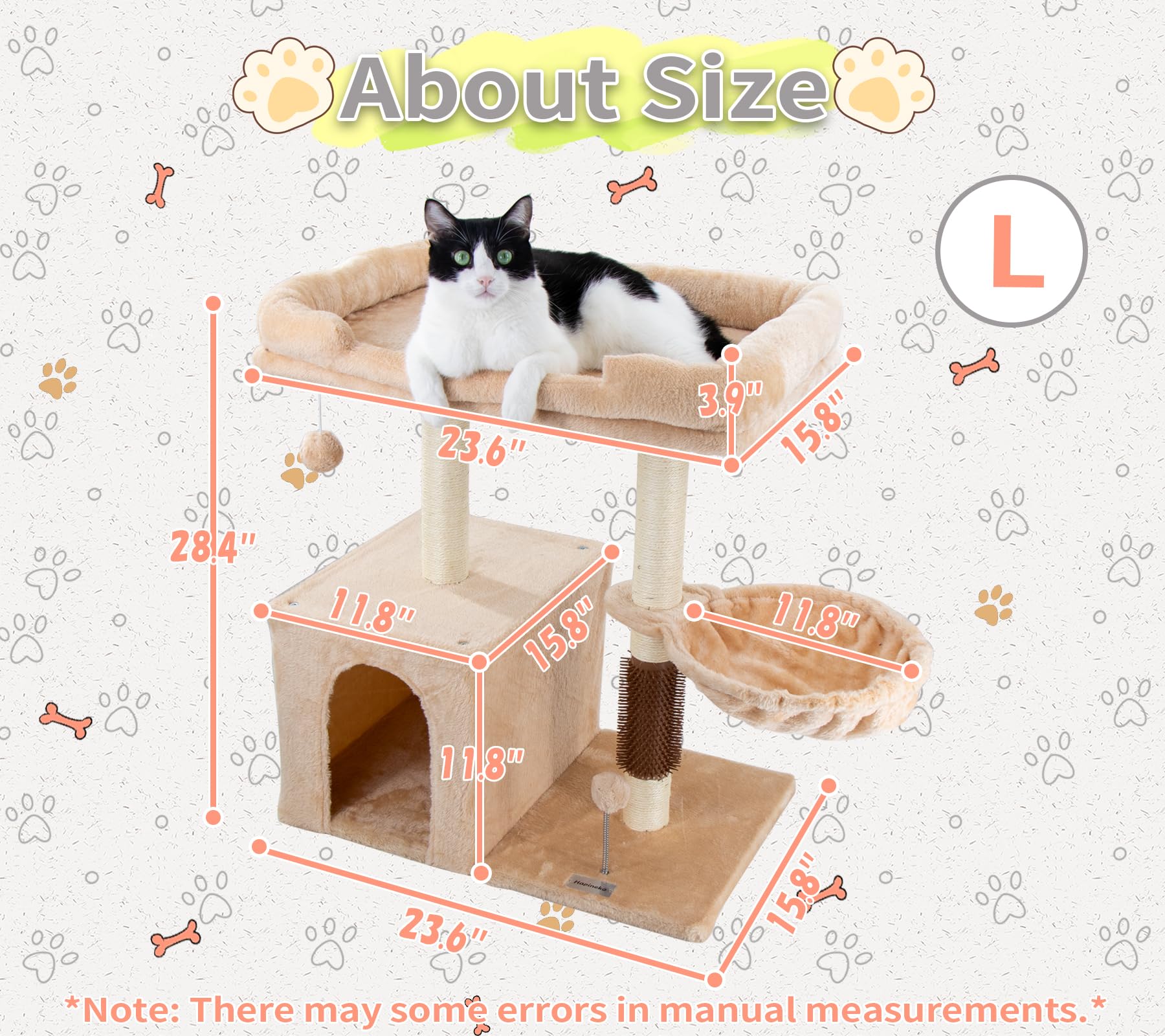 Hapineko beige large cat tree designed to fit modern interiors.