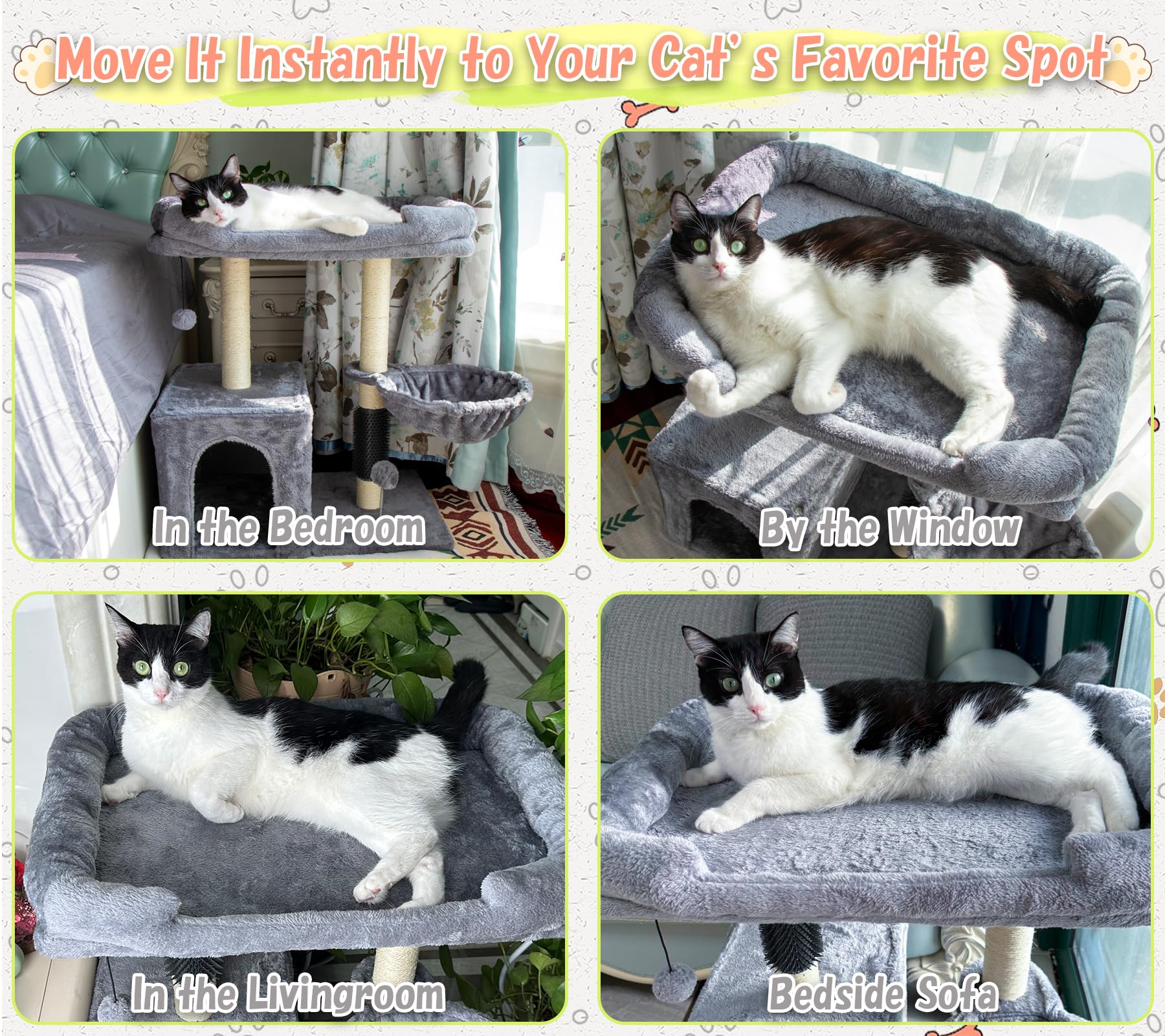 Hapineko cat tree compact assembly fits small spaces without sacrificing fun