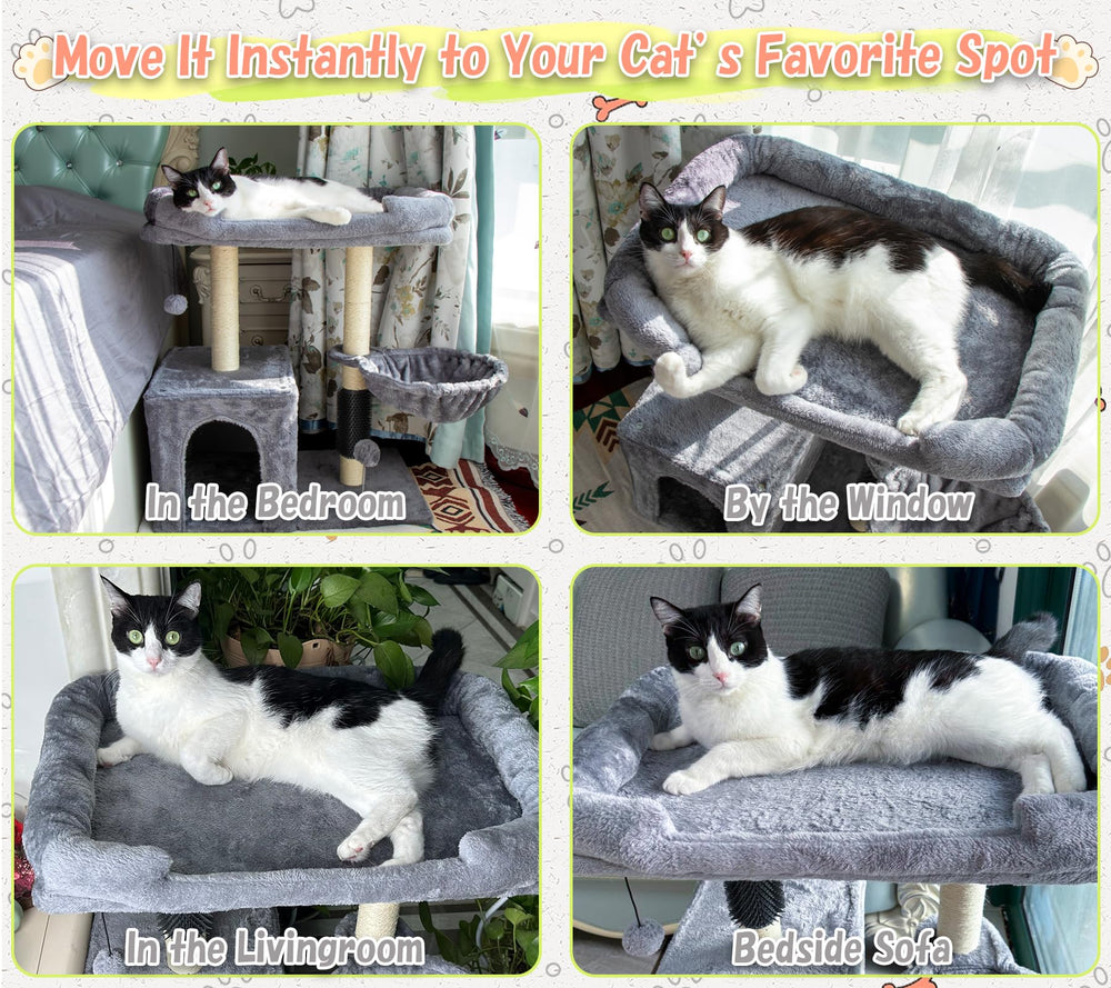 Hapineko cat tree compact assembly fits small spaces without sacrificing fun