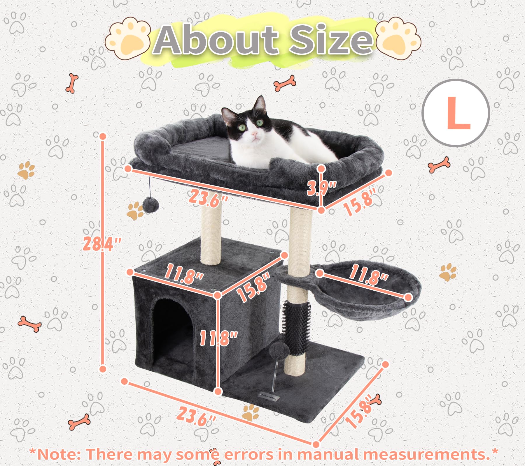 Hapineko cat tree removable fabric covers simplify cleaning and maintenance