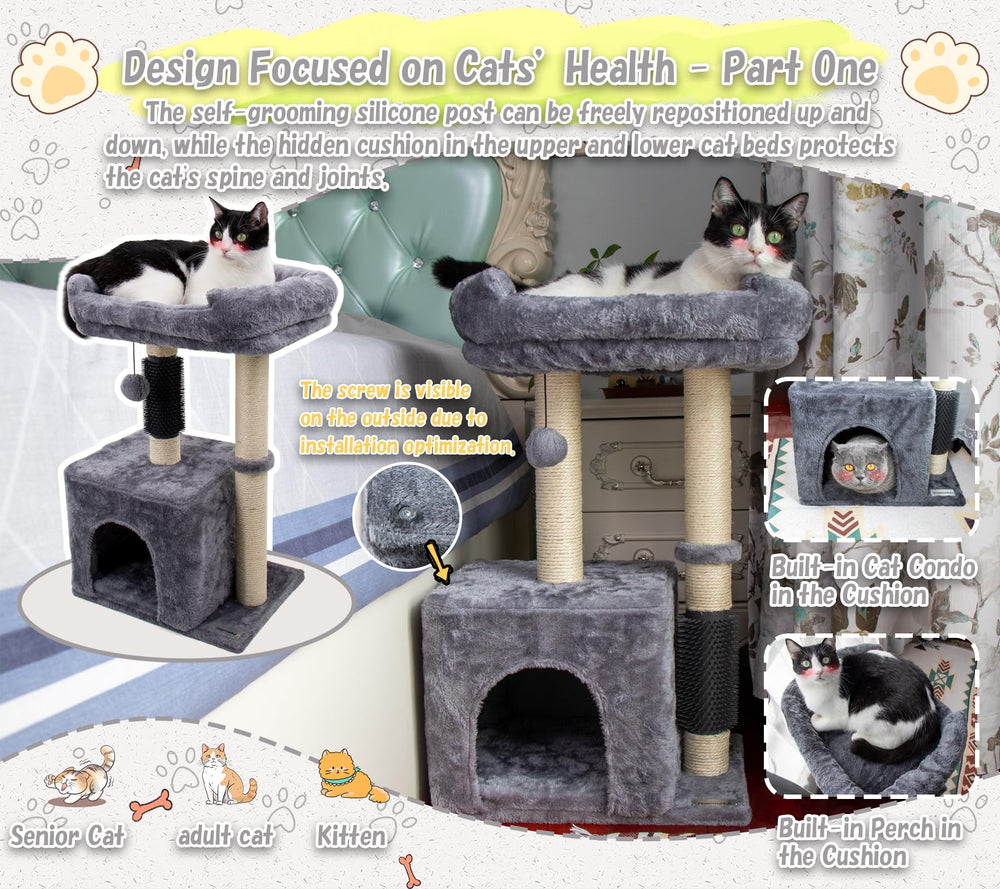 Hapineko self-groomer feature promotes fur grooming during play.