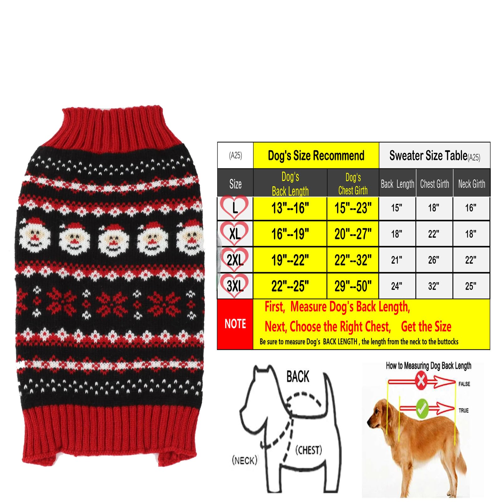 HAPEE Christmas dog sweater P04 red-black back view for festive wear
