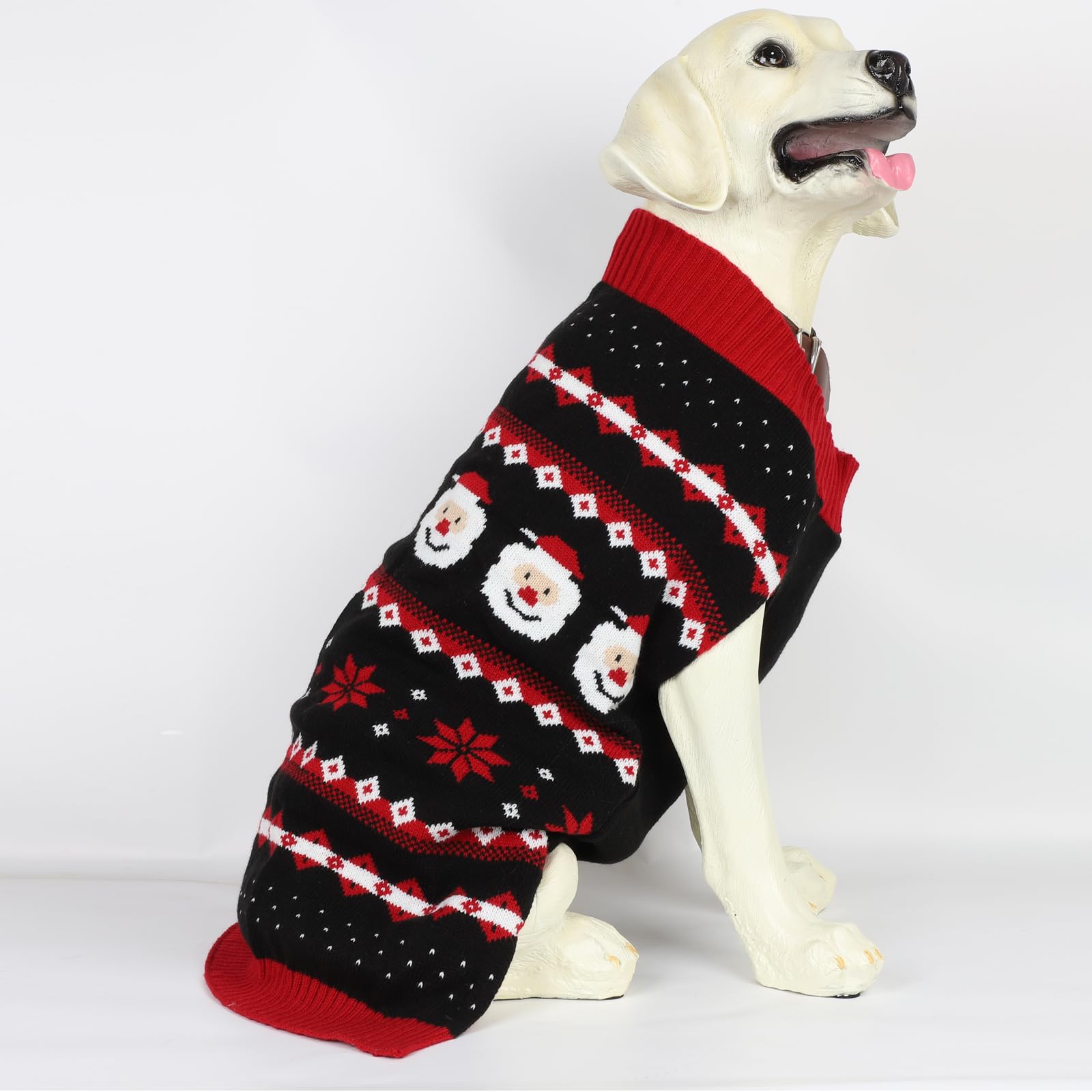 HAPEE Christmas dog sweater P04 red-black knit closeup for texture