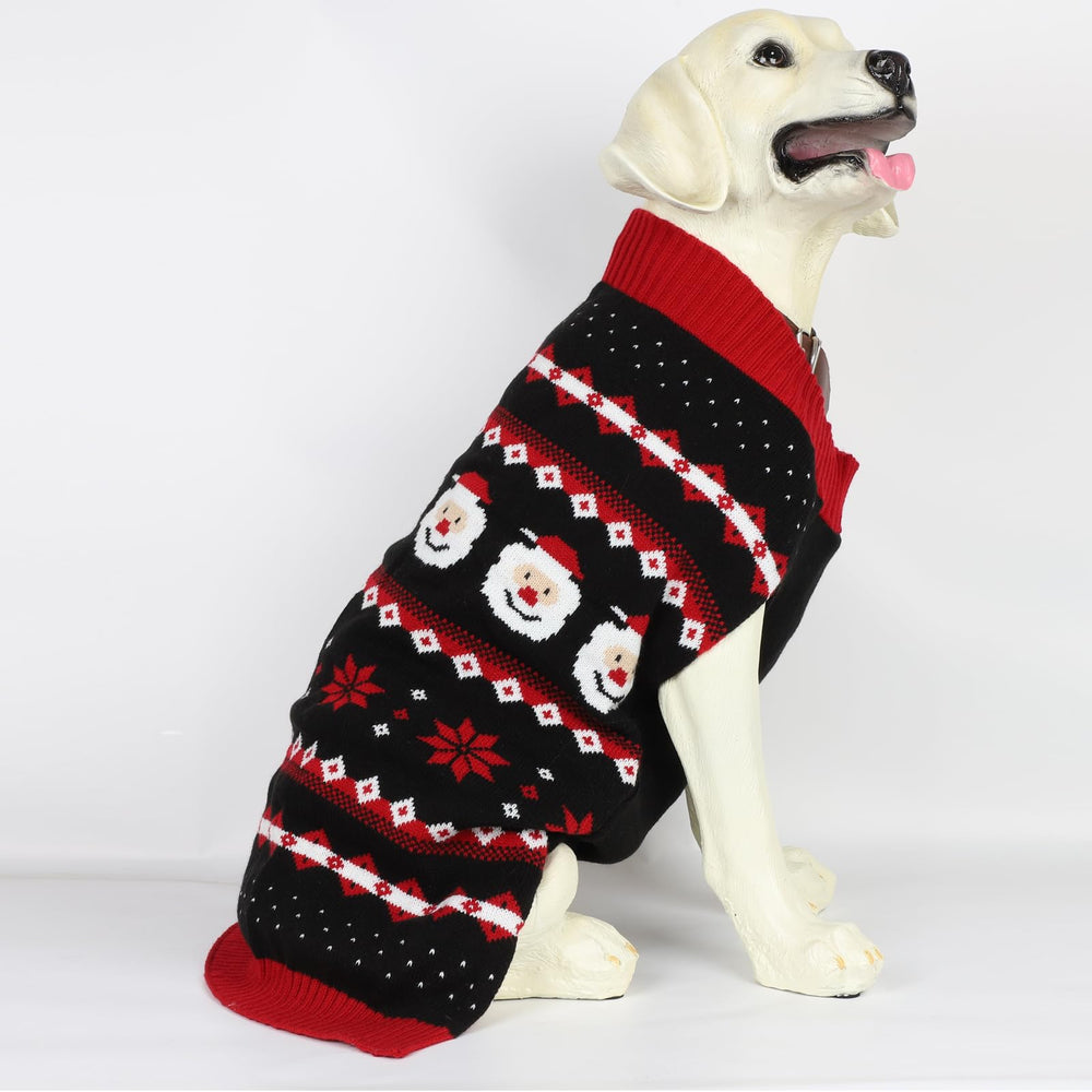 HAPEE Christmas dog sweater P04 red-black knit closeup for texture