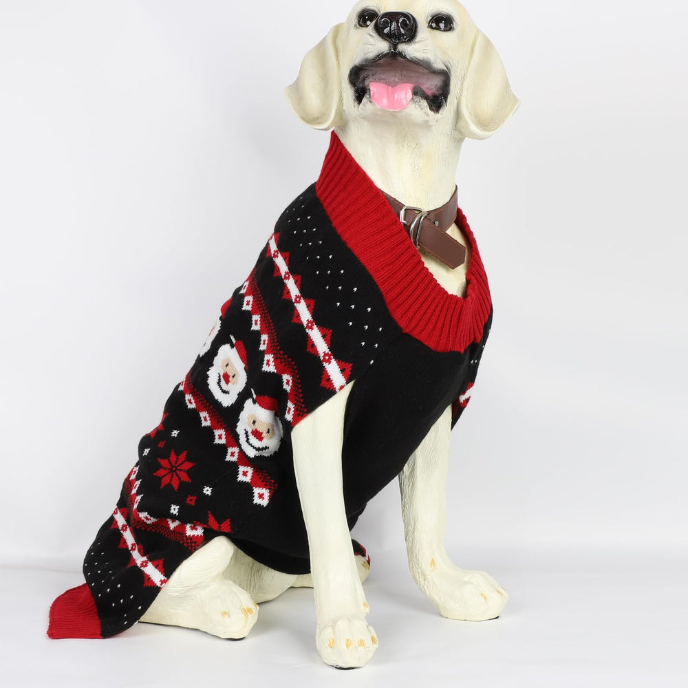 HAPEE Christmas dog sweater P04 red-black side view showing fit