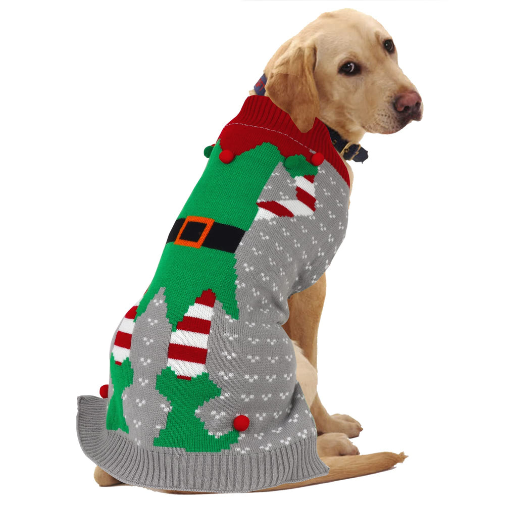 HAPEE Christmas dog sweater Santa front view for festive photos.