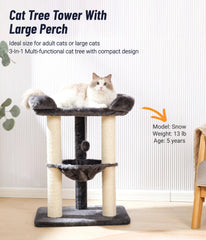 Happi N Pets 28in cat tree large bed offers spacious lounging for Maine Coons.
