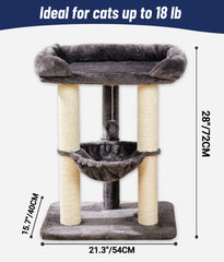 Happi N Pets 28in cat tree sisal posts deliver durable scratching for multi-cat households.