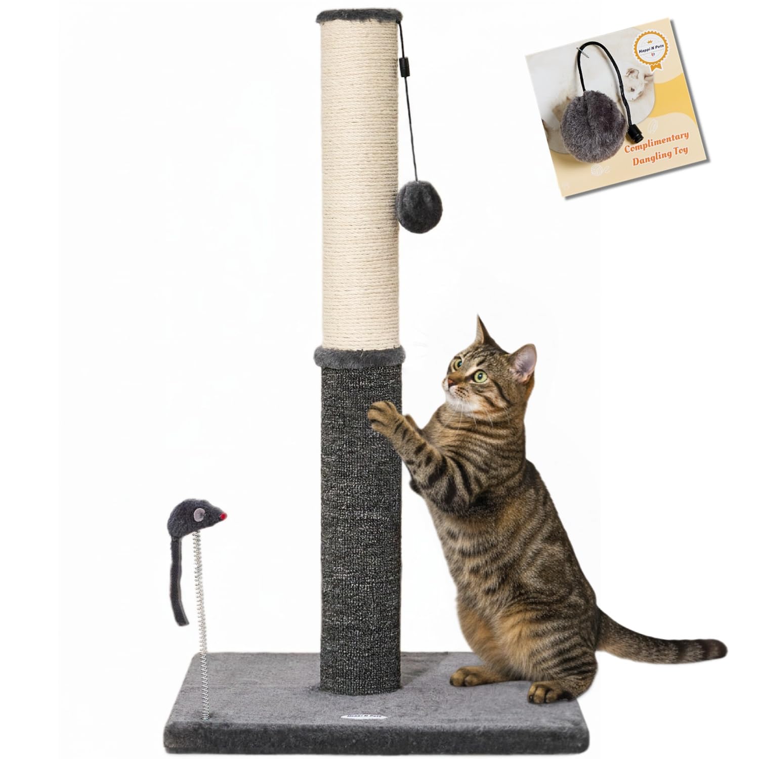 Happi N Pets 29.5 tall scratching post with sisal for vertical scratching