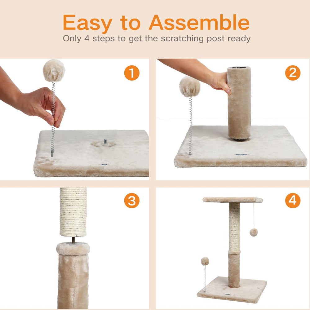 Happi N Pets beige cat tree blends with home decor and comforts indoor cats.