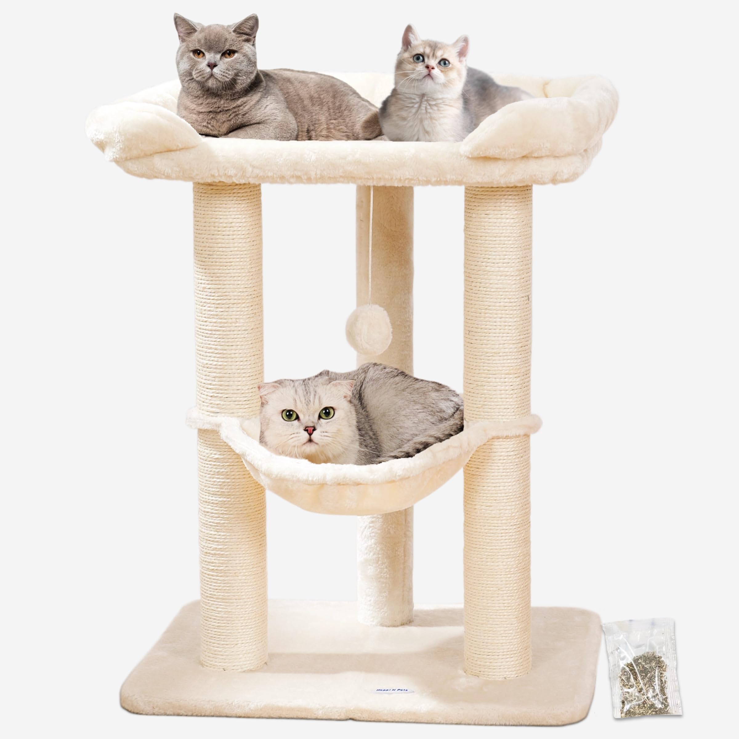 Happi N Pets cat tree base offers sturdy stability for energetic indoor cats.
