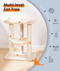 Happi N Pets cat tree hammock gives a cozy spot for naps and birdwatching.