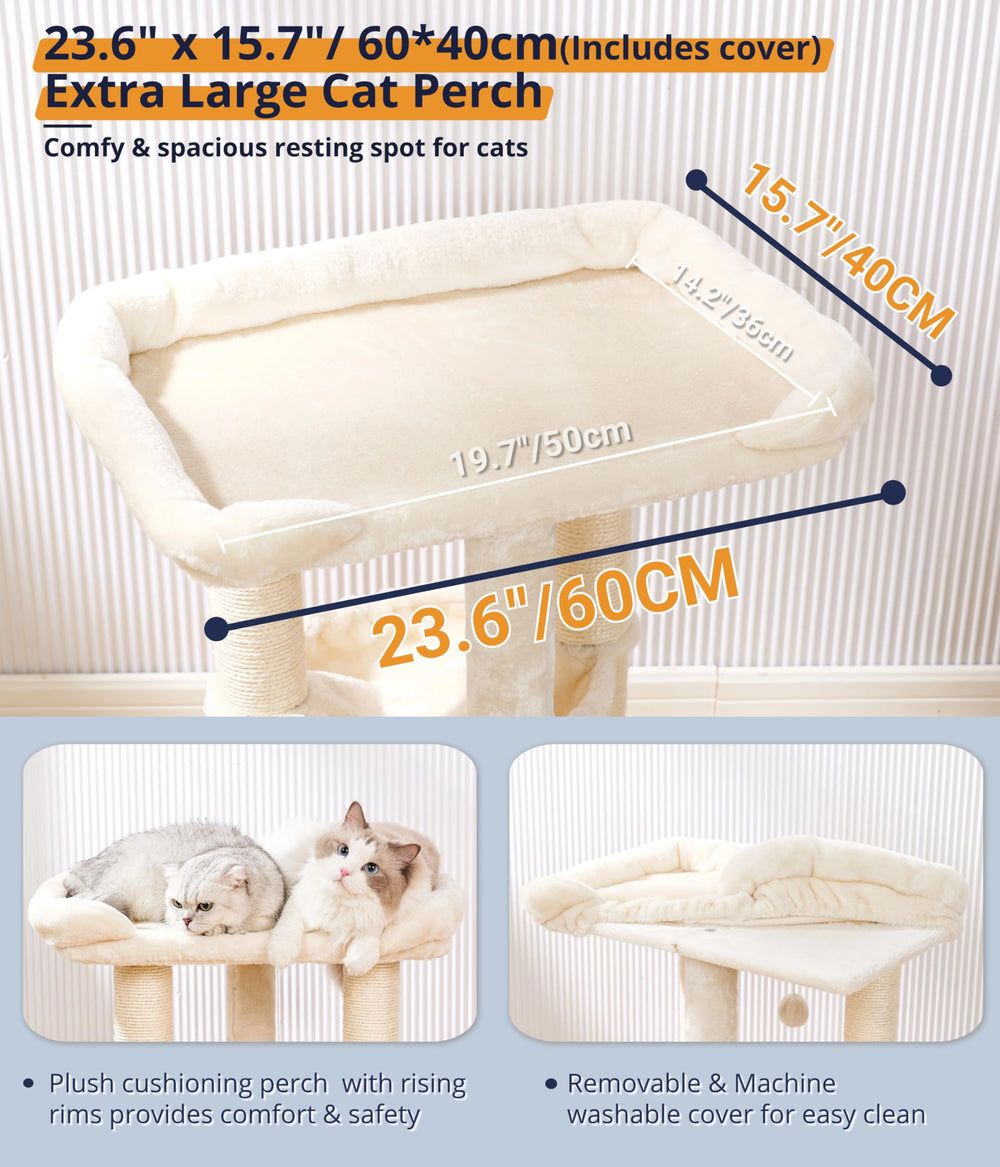 Happi N Pets cat tree safety base prevents wobble during playful sessions.
