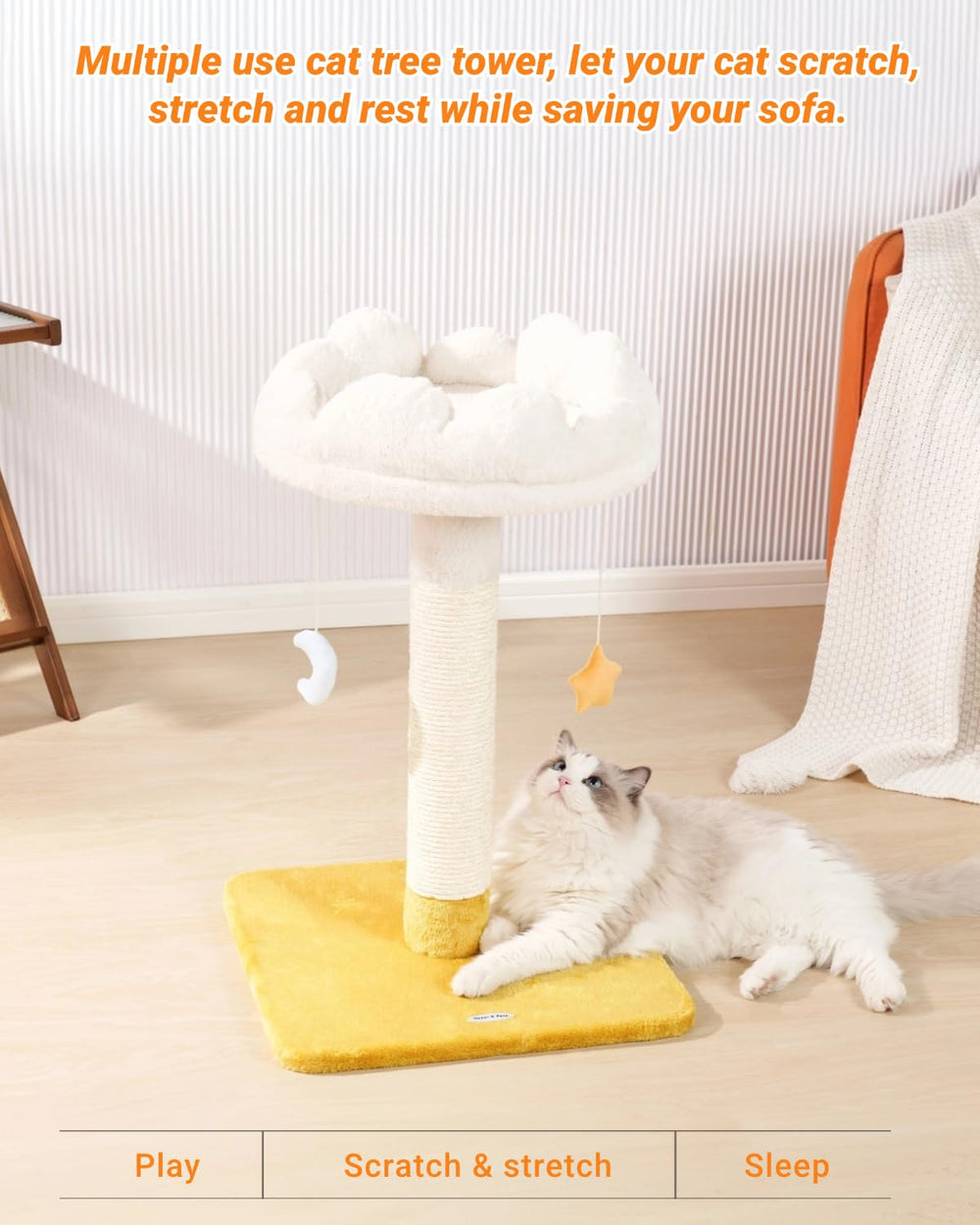 Happi N Pets cloud bed perch showing plush lounging area for cats.