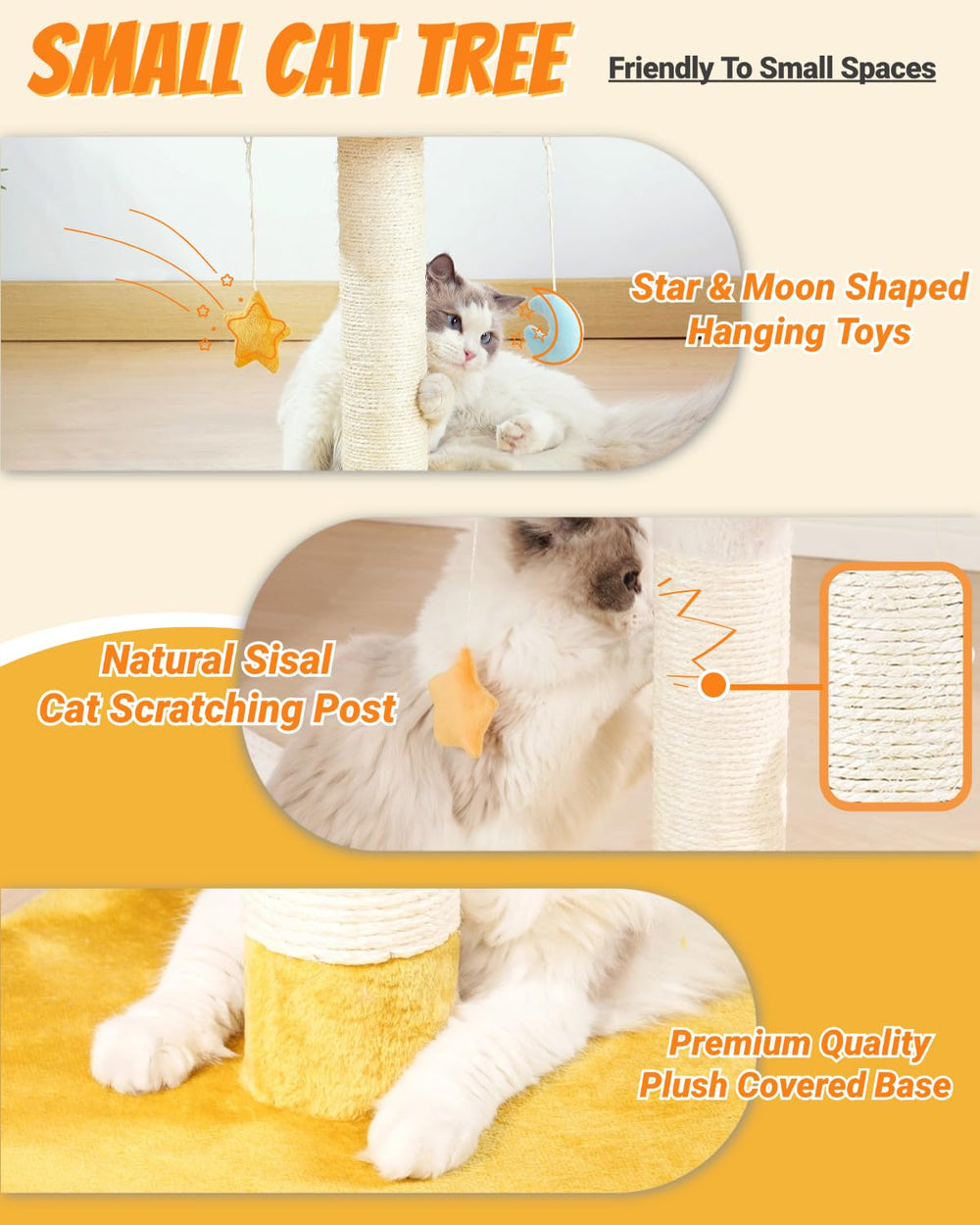 Happi N Pets Cloud Cat Tree cloud danglers for playful training.