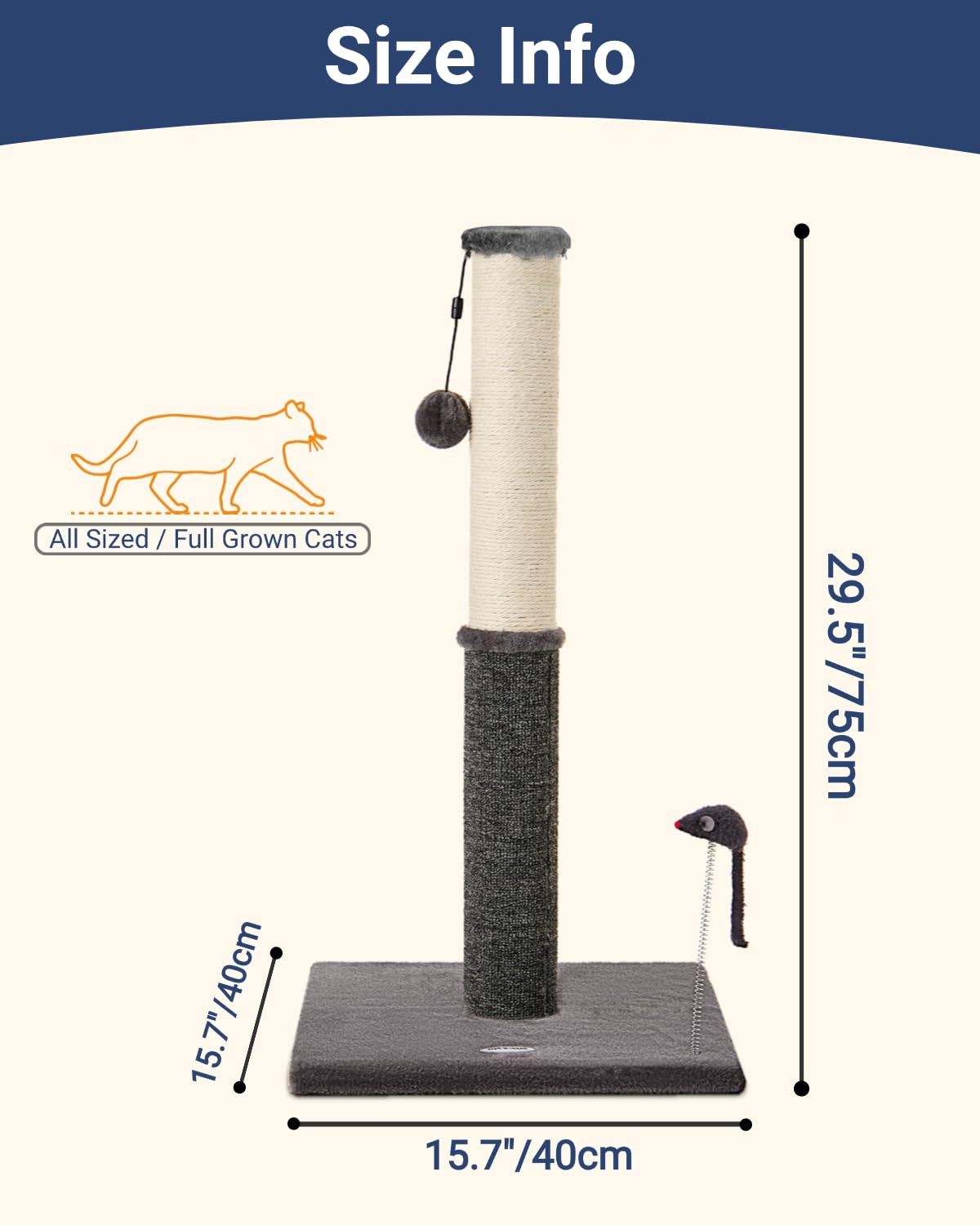 Happi N Pets dual-surface cat post combines sisal and carpet