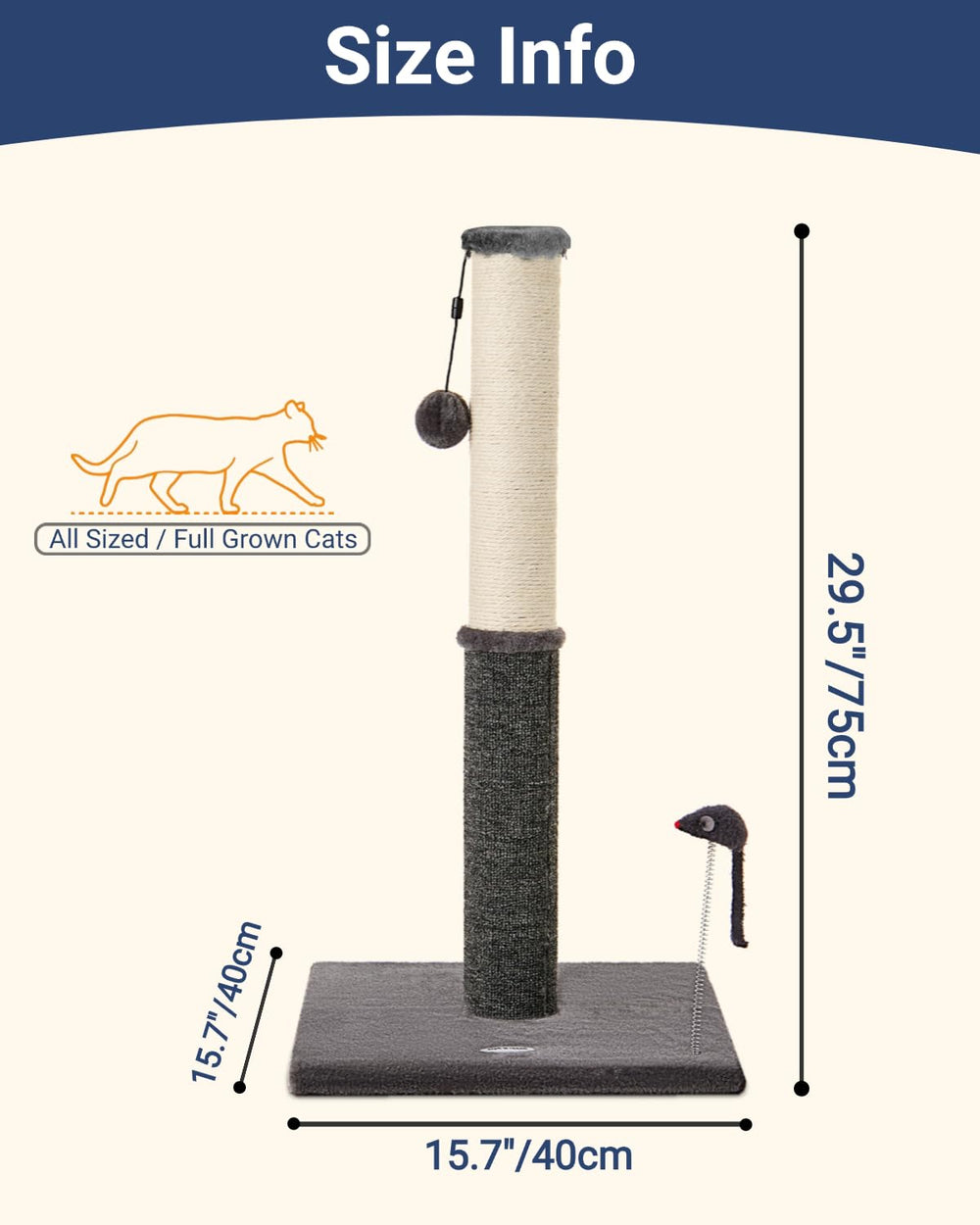 Happi N Pets dual-surface cat post combines sisal and carpet