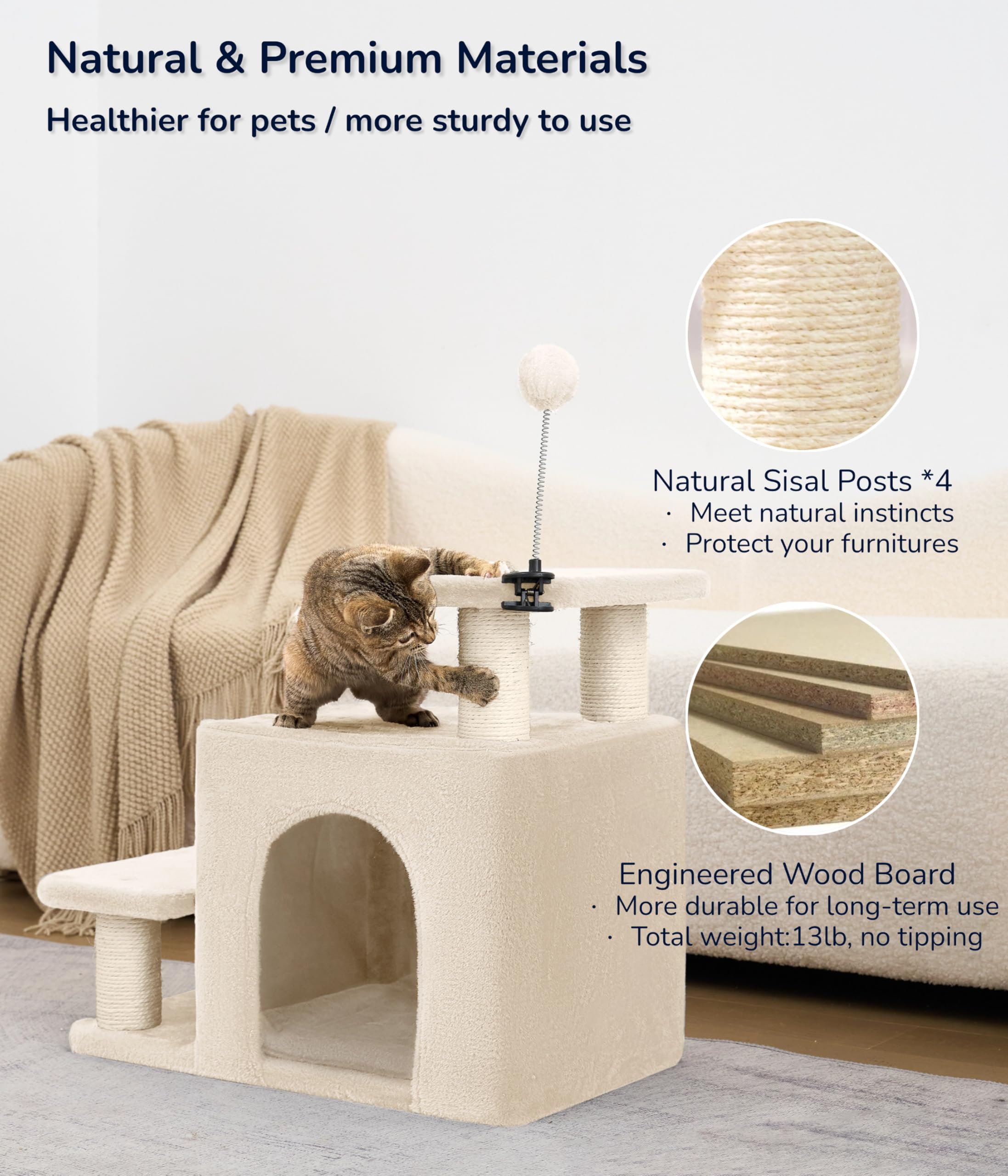 Happi N Pets extended 7.9-inch deep steps minimize knee strain on climbs