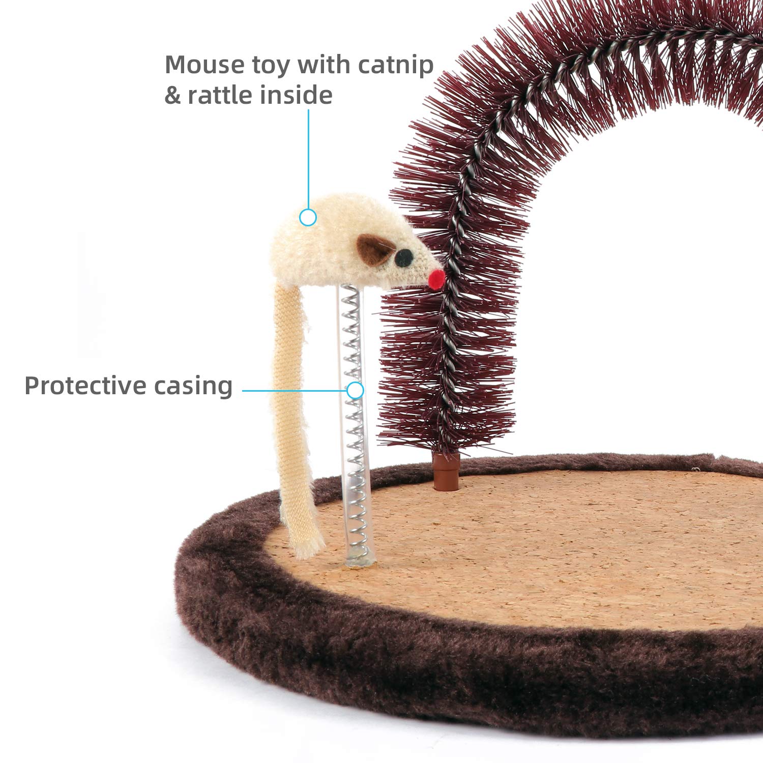 Happi N Pets interactive mouse toy on the self groomer boosts playtime