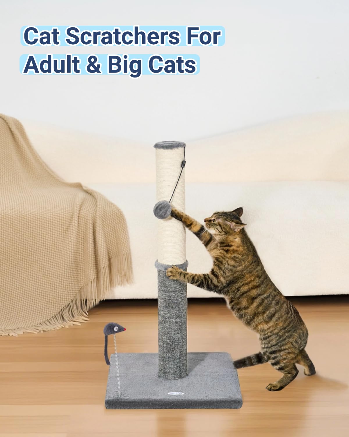 Happi N Pets light-gray cat scratcher complements modern interiors.