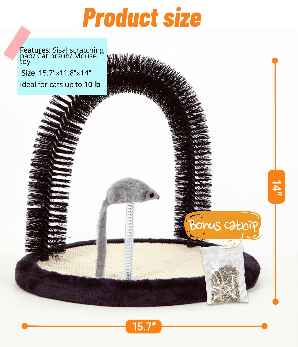 Happi N Pets natural sisal pad with plush surround for durable scratching