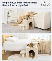 Happi N Pets stable engineered wood base supports cats and small dogs up to 150 lbs