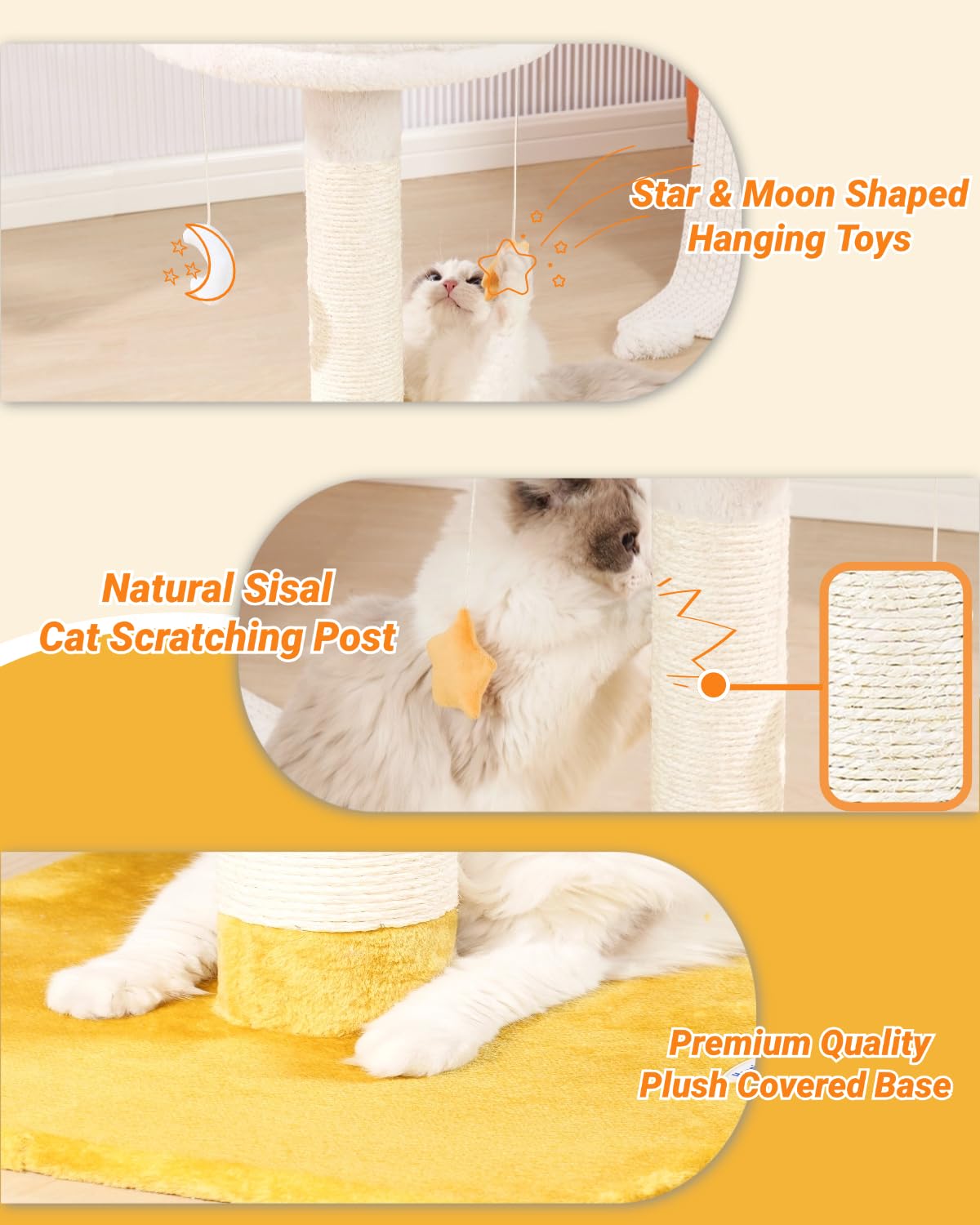 Happi N Pets tip-proof base provides stability during play and nap time.