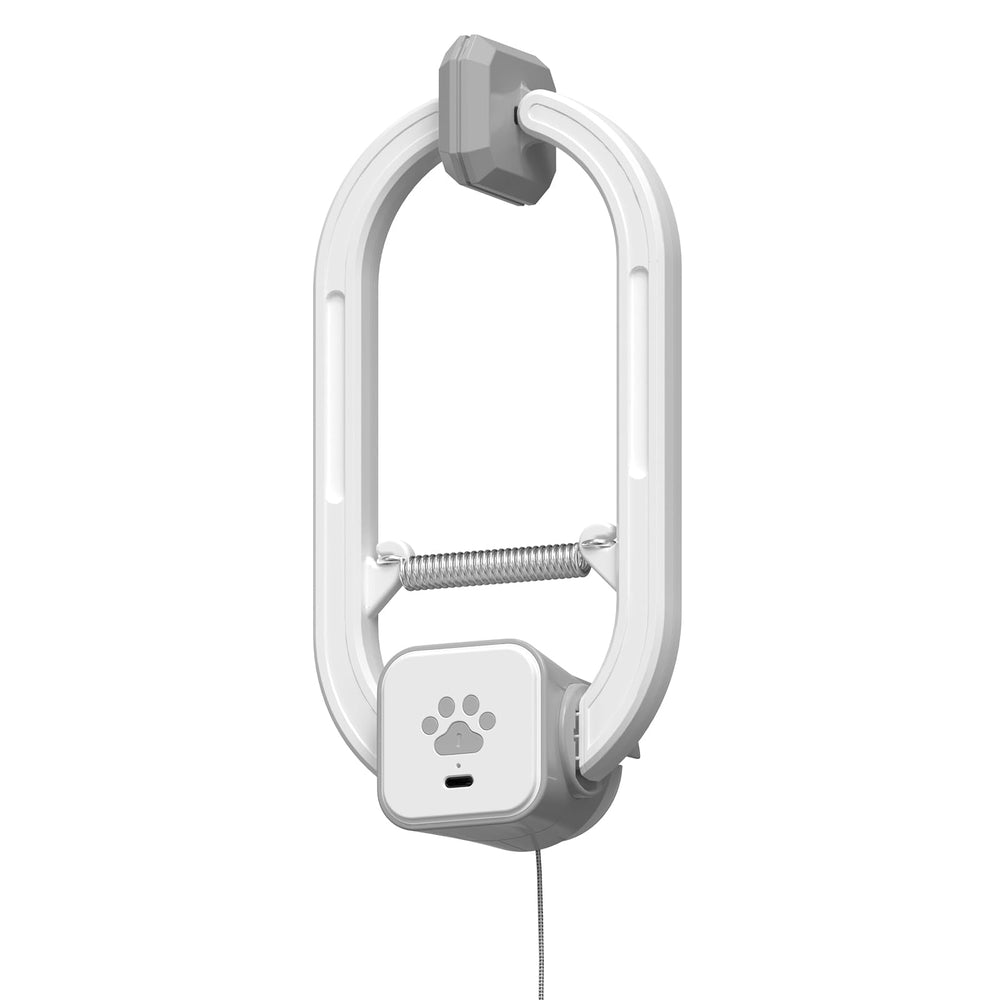 HAPPYCODE cat teaser remote front view highlights compact gray design for simple setup.