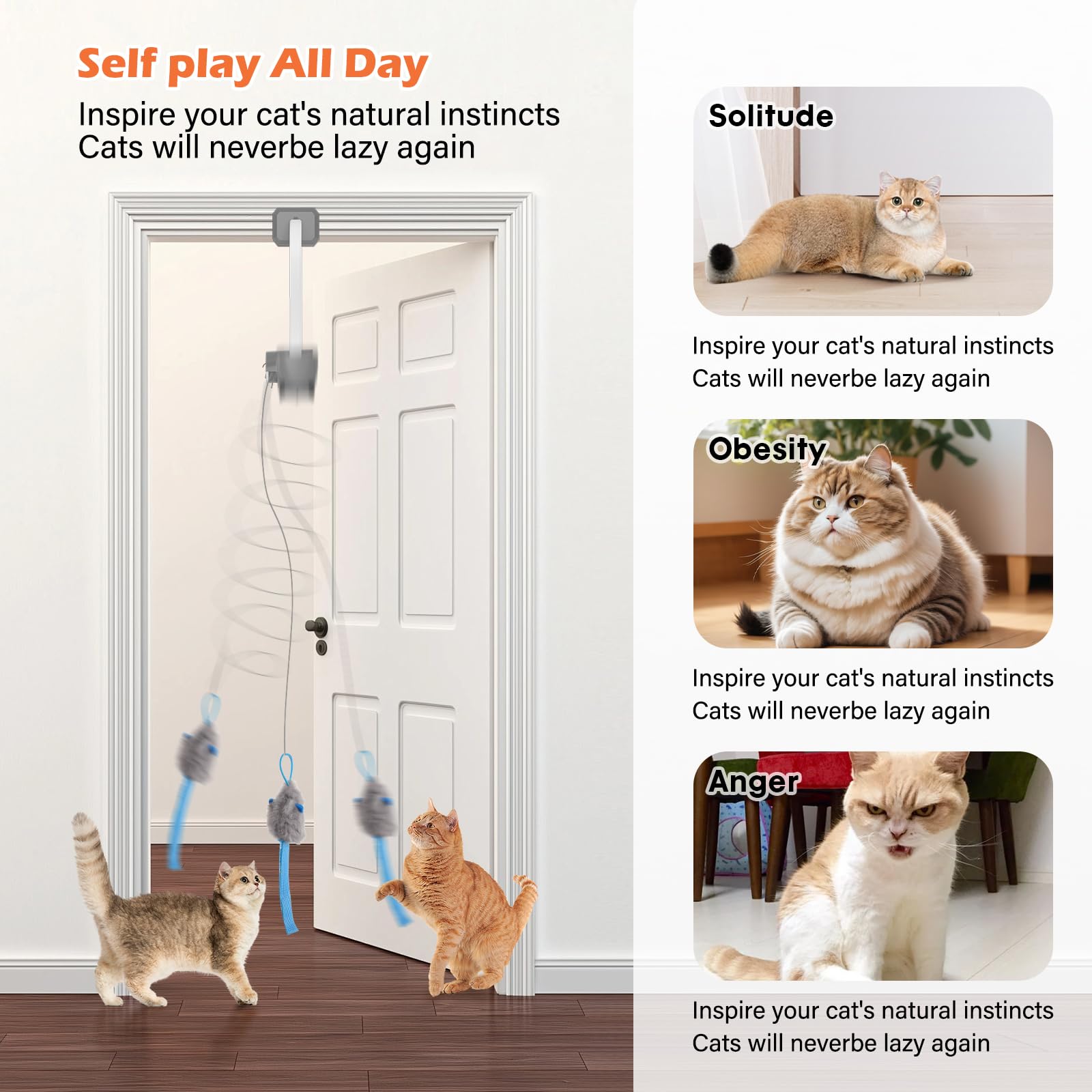 HAPPYCODE cat teaser remote included toys kit adds extra plush and cords.