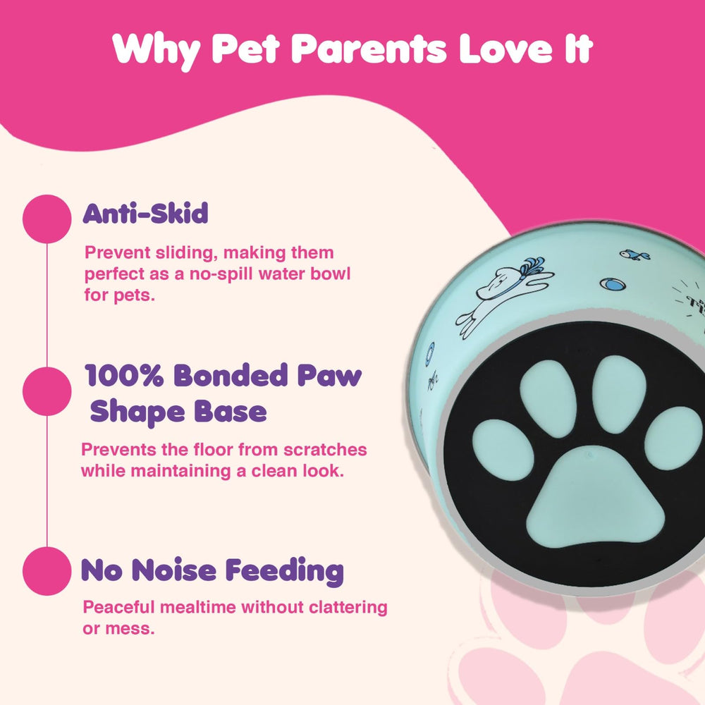 Happinesque anti-skid paw TPR base keeps bowls steady during feeding.