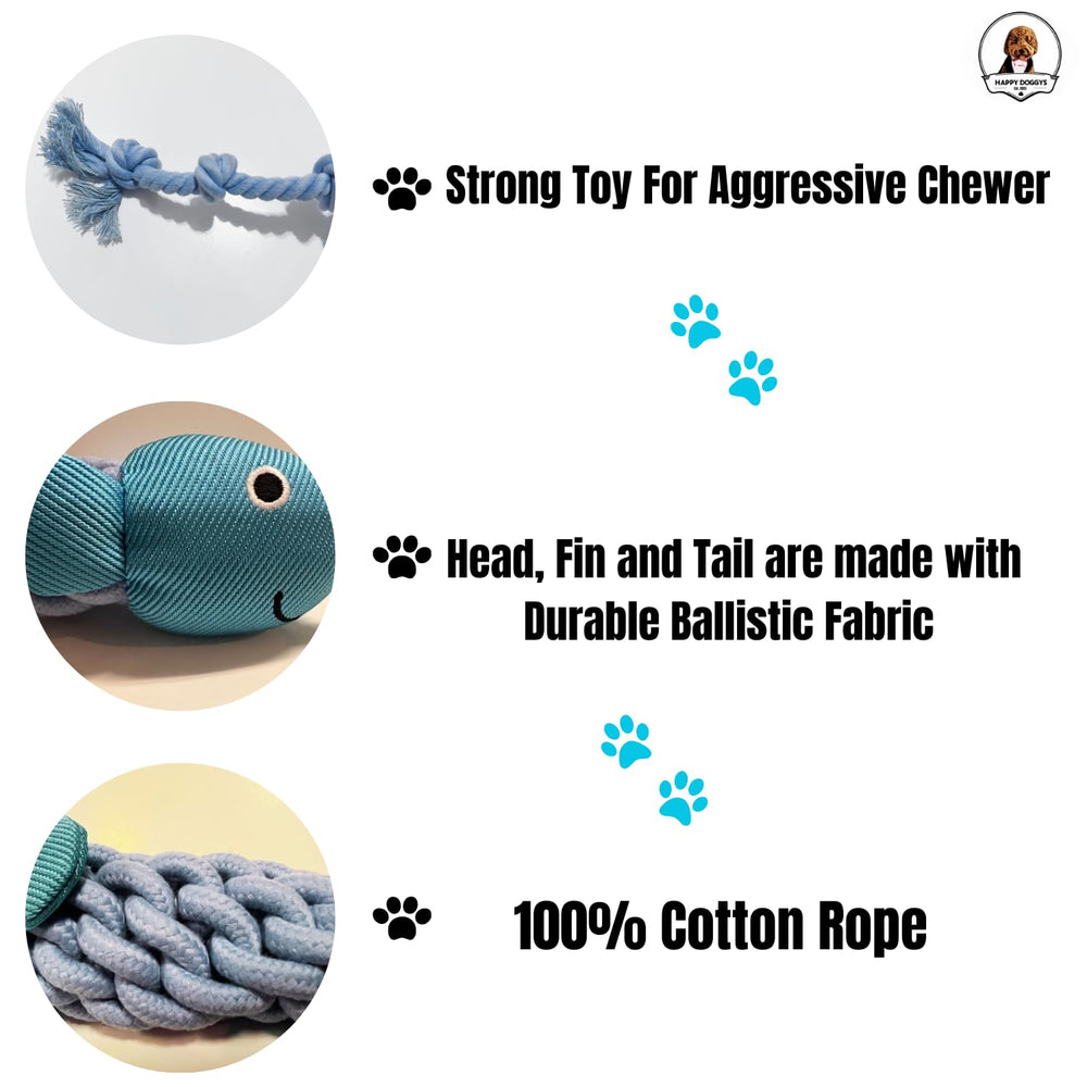 HappyDoggys Smiley Fish Toy color-contrast fabric boosts visibility during play.