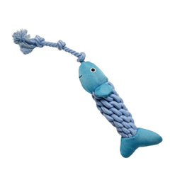 HappyDoggys Smiley Fish Toy head close-up shows durable chewer-friendly fabric.