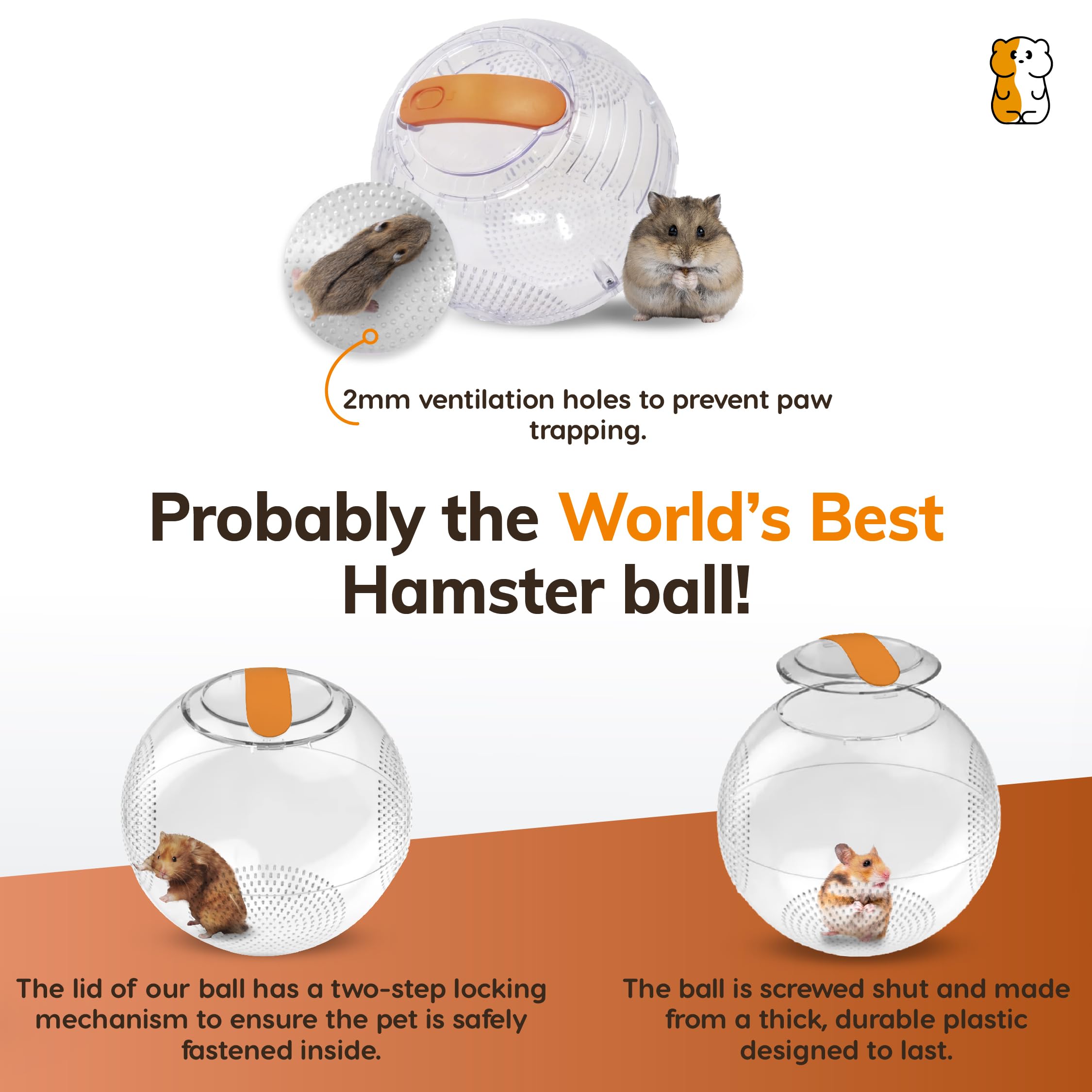Happy Habitats dwarf hamster ball 7-inch fits tiny pets for safe exploration and exercise.