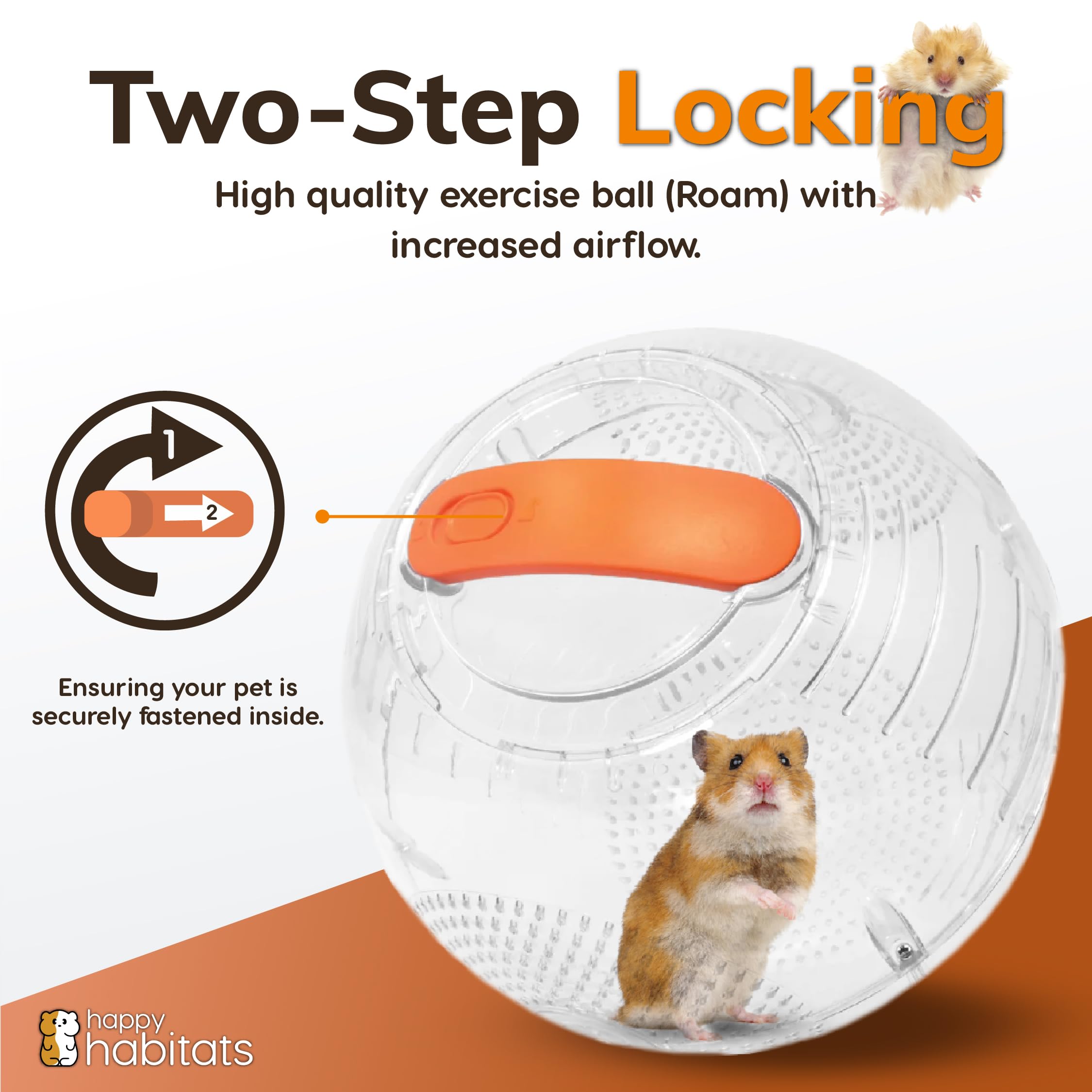 Happy Habitats portable hamster ball lightweight design for couch, porch, or travel fun.