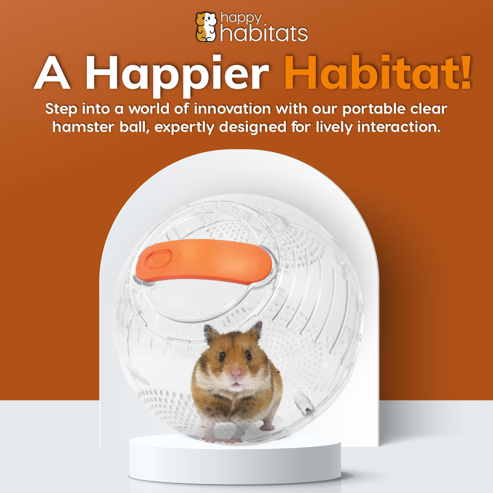Happy Habitats ventilated small pet ball with breathable holes for active sessions.