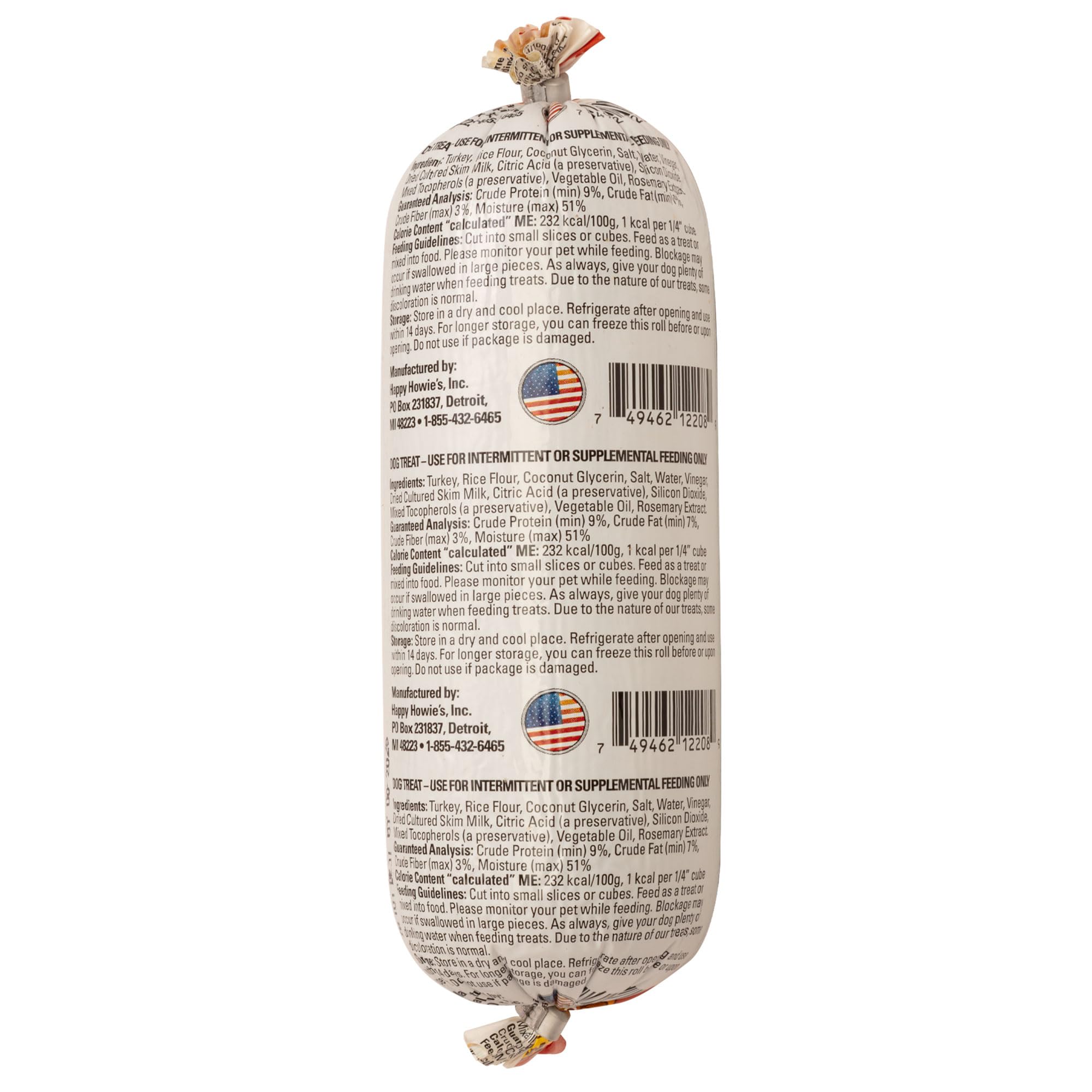 Happy Howie's USA-made turkey soft meat roll from Detroit factory.