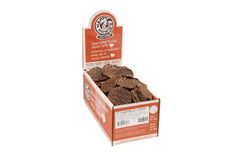 Happy Howie's Mini Doggy Burgers lamb patties closeup — natural, hormone-free dog treat for tasty rewards.