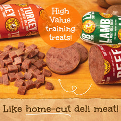 Happy Howie's turkey soft meat roll close-up texture for all dogs.