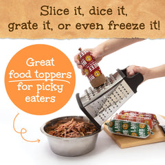 Happy Howie's turkey soft meat roll being pressed over meals for flavor enhancement.