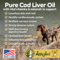 Happy Jack cod liver oil pump for easy daily dosing.