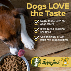 Happy Jack oil highlights brain and eyes health support.