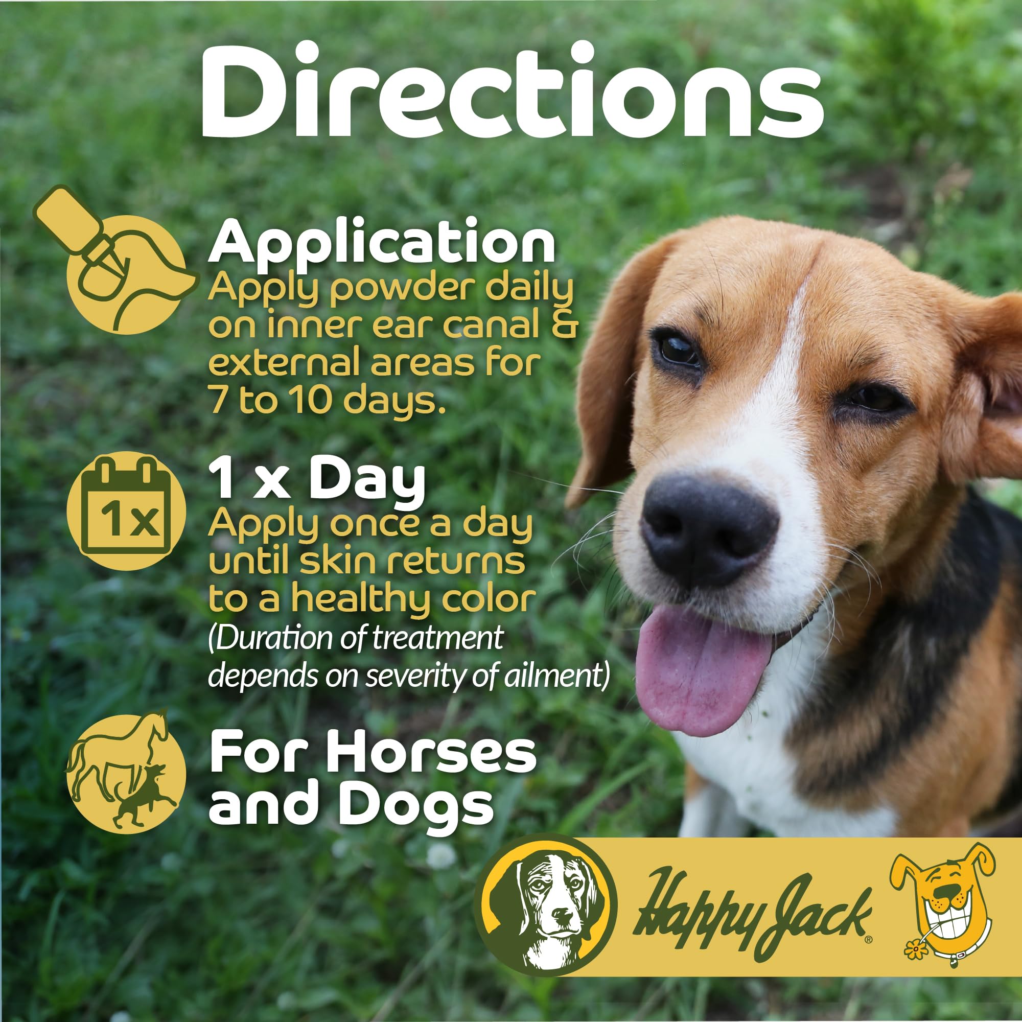 HAPPY JACK Ear Canker Powder usage kit image for home care guidance.