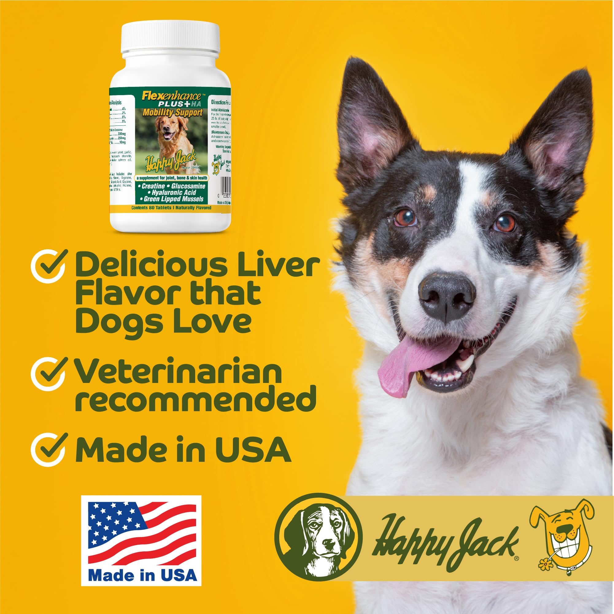 Happy Jack Flexenhance packaging close-up with 80 tabs