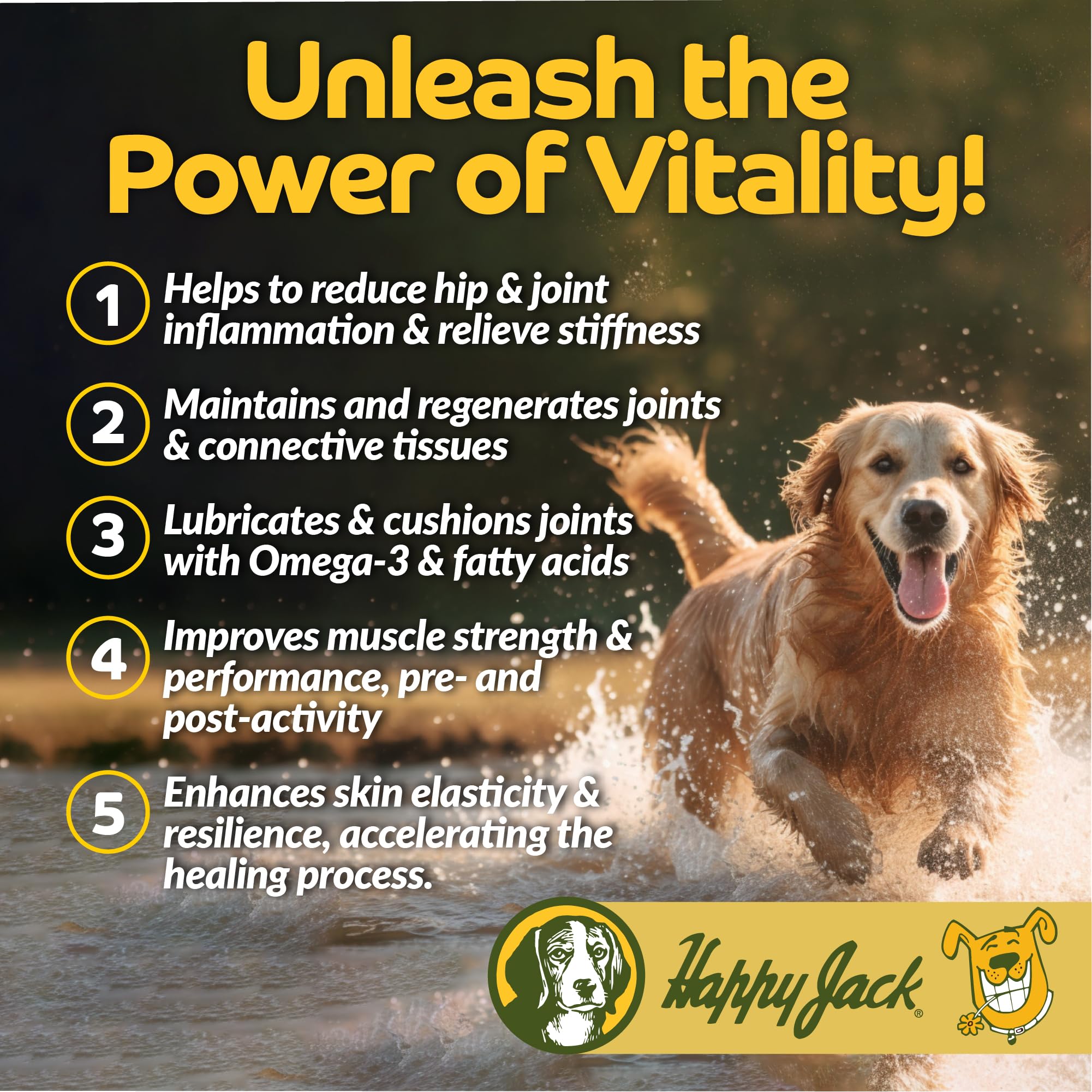 Happy Jack Flexenhance fish oil icon indicating coat and skin health