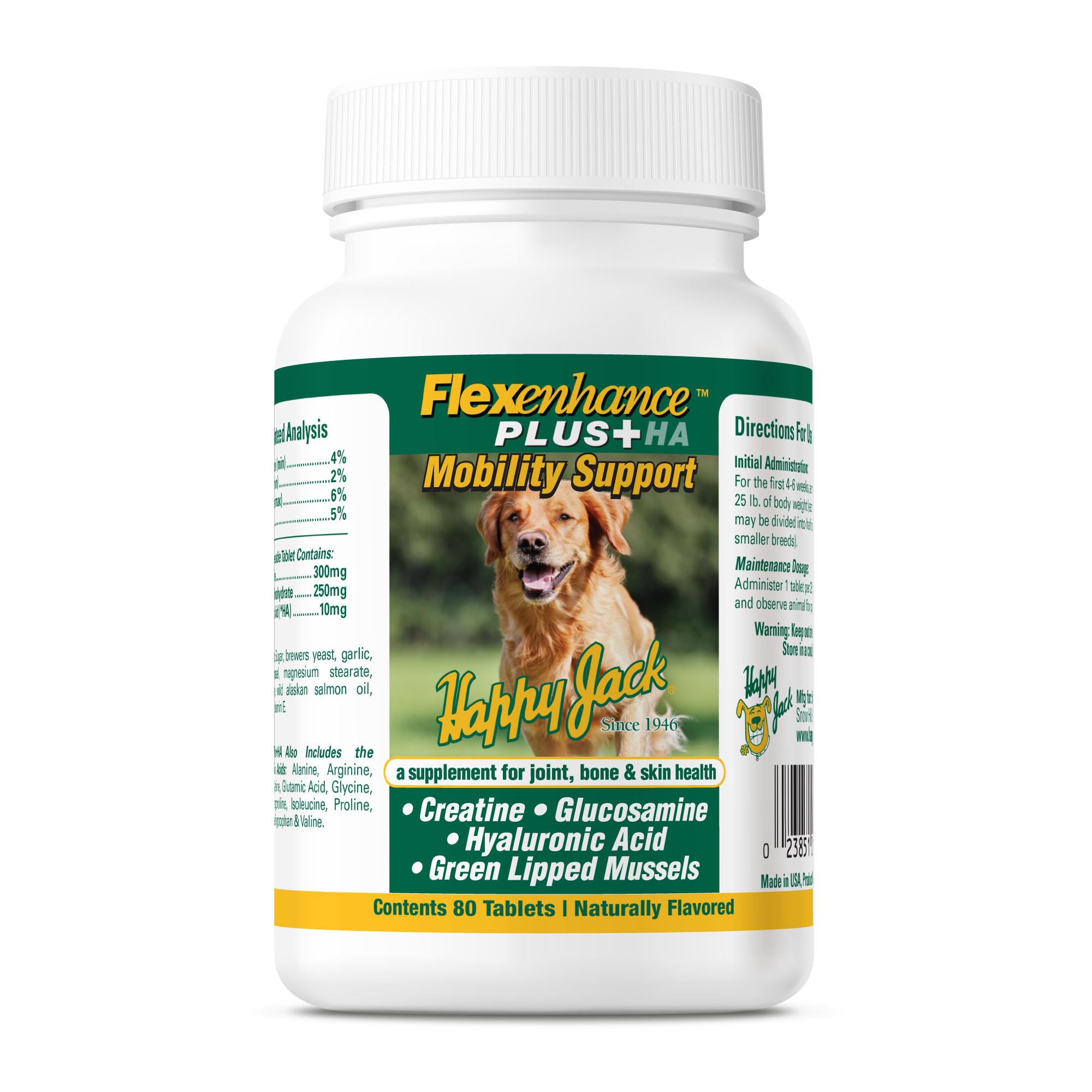 Happy Jack Flexenhance bottle back nutrition labeling