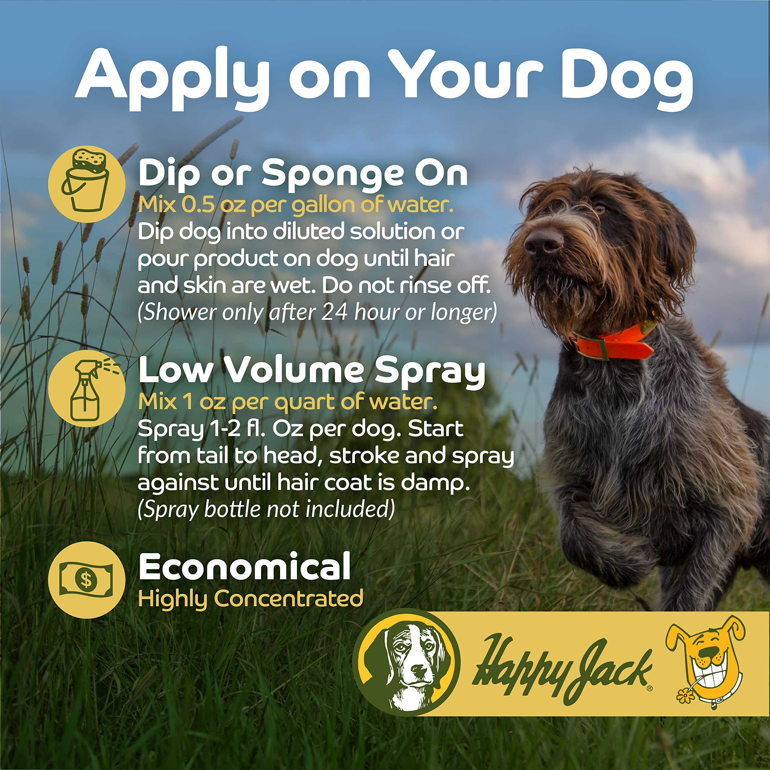 Happy Jack indoor-outdoor-spray suitable for dogs 12 weeks and older.