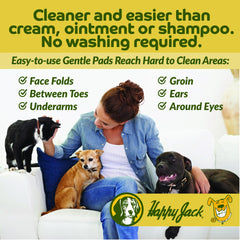 HAPPY JACK KetoHexidine pet wipes on cat acne chin area for targeted cleaning