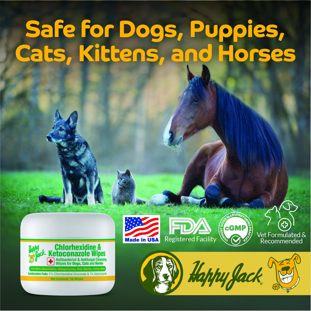 HAPPY JACK KetoHexidine pet wipes for cat cleaning to refresh fur